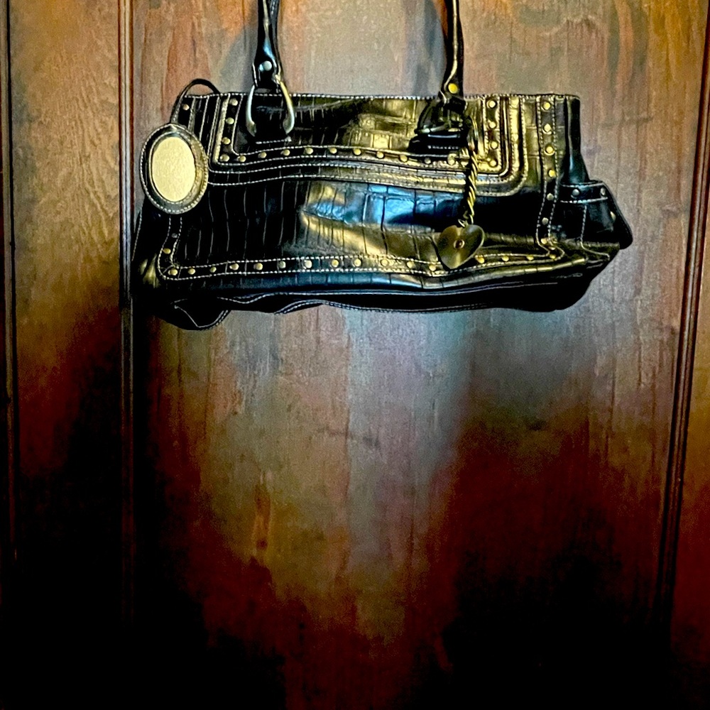 Vintage black patent leather shoulder bag by Nin West.